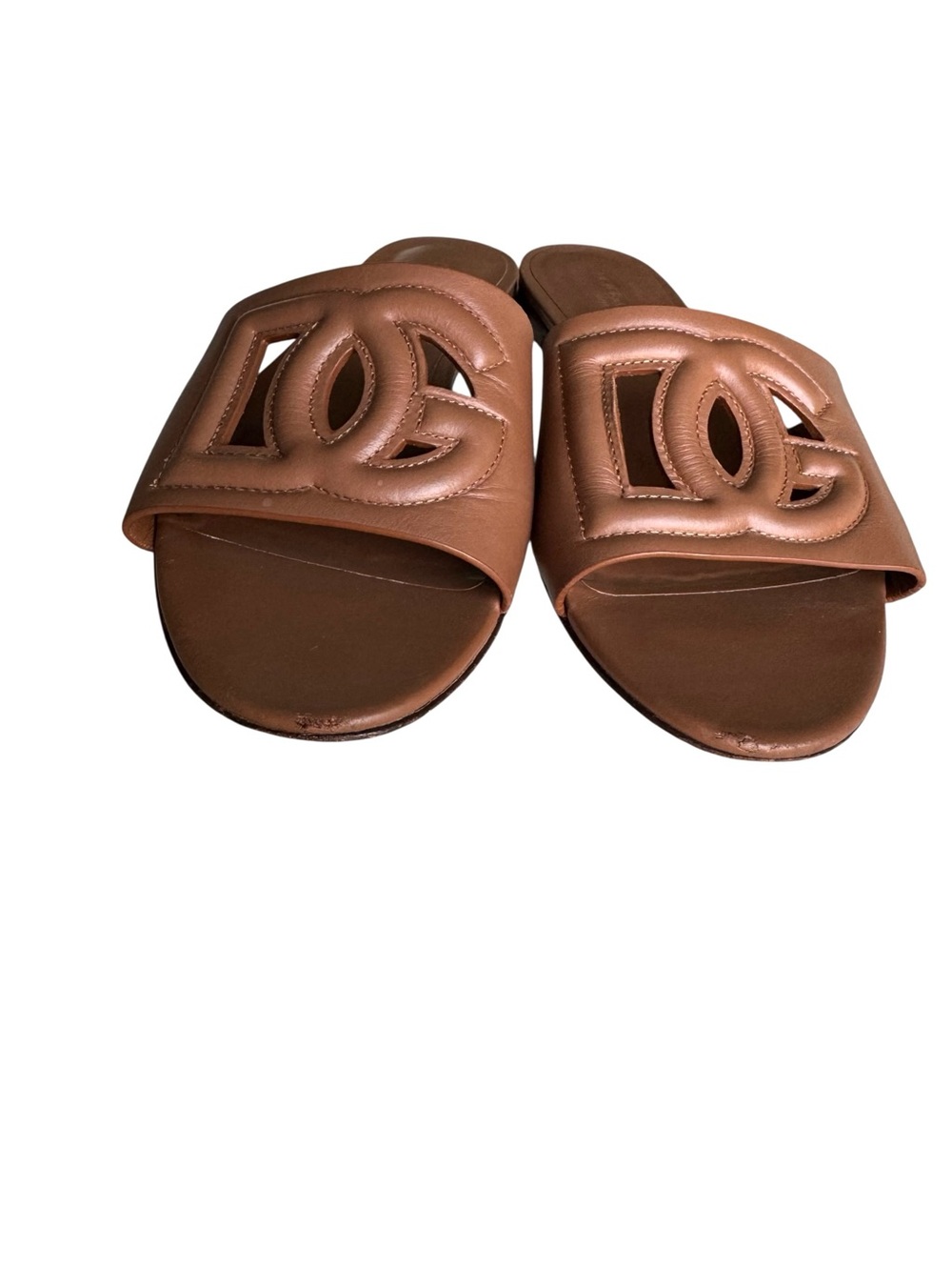 Dolce & Gabbana Bianca Calfskin Slides Sandals Light Brown - Picture 12 of 16